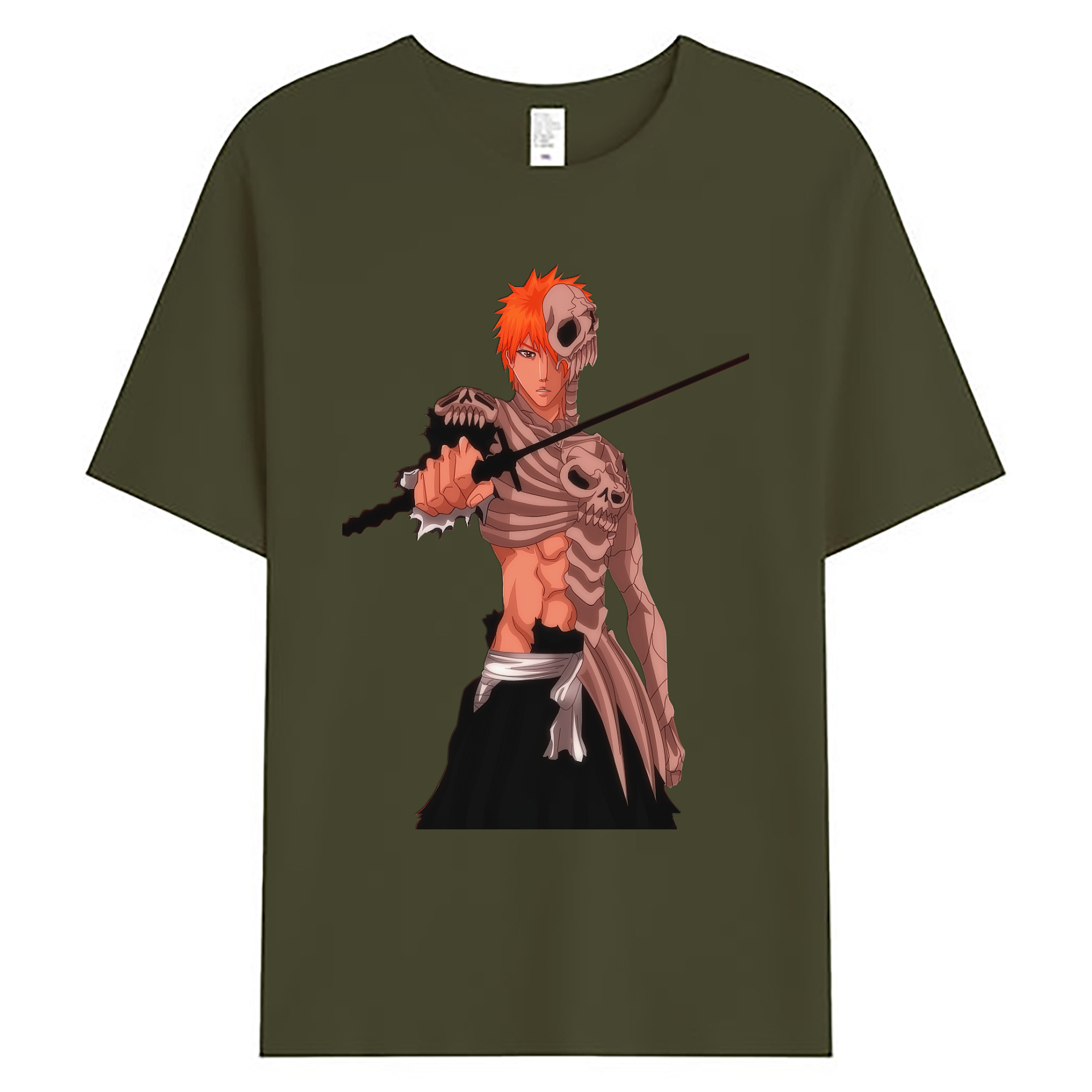 （画像用） ブリーチ 黒崎一護（くろさき いちご）BLEACH Kurosaki Ichigo 綿100％ メンズ半袖Tシャツ｜肌触りやわらか＆通気性